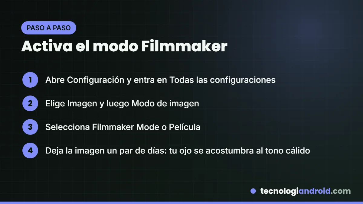 Pasos para activar el modo Filmmaker en un televisor Samsung