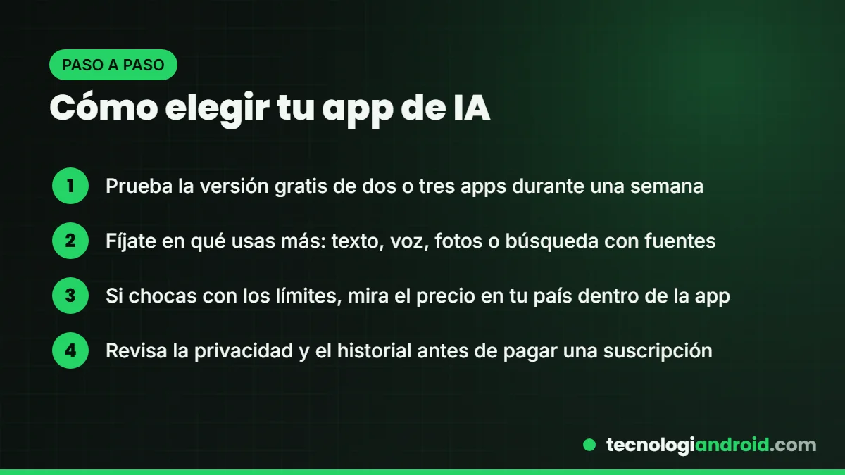 Pasos para elegir la mejor app de inteligencia artificial para tu celular