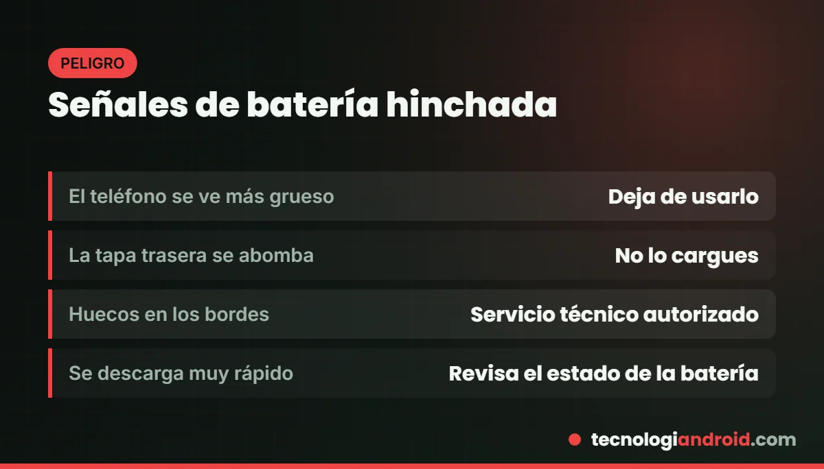 Señales de una batería de celular hinchada
