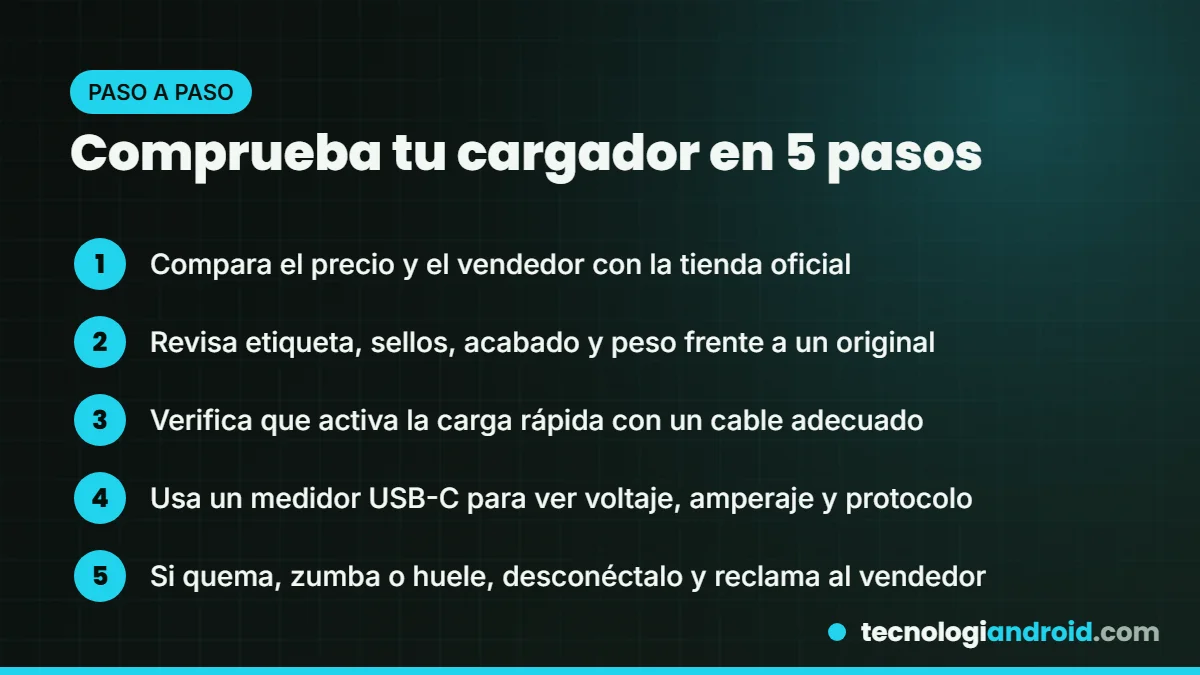 Pasos para comprobar si tu cargador es original