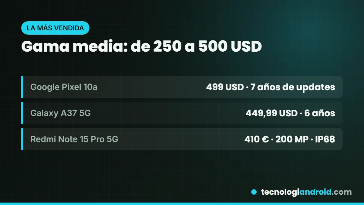 Mejores celulares de gama media en 2026