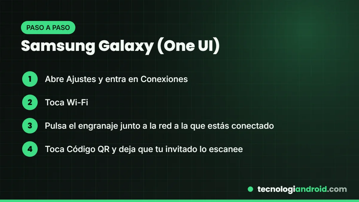 Pasos para mostrar el código QR del WiFi en un Samsung Galaxy