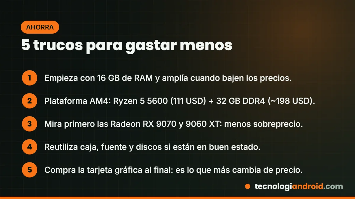 Consejos para ahorrar al armar una PC gamer en 2026