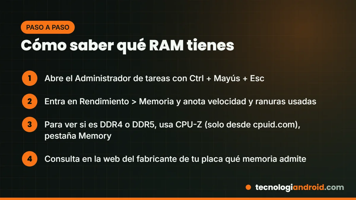 Pasos para saber si tu PC tiene memoria DDR4 o DDR5