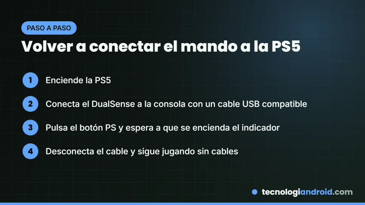 Pasos para volver a conectar el DualSense a la PS5