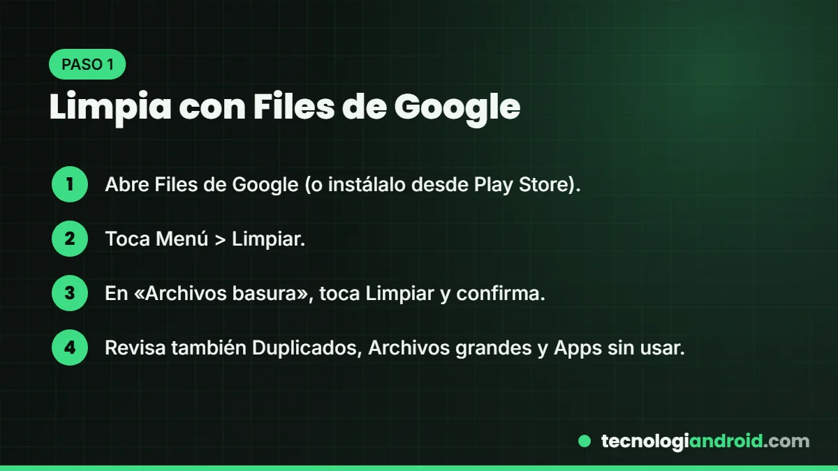 Cómo liberar espacio con Files de Google