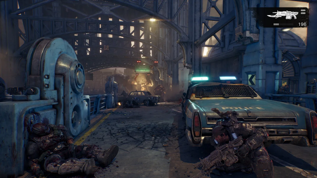 Captura oficial de combate en Gears of War: E-Day con Marcus Fenix a cubierto