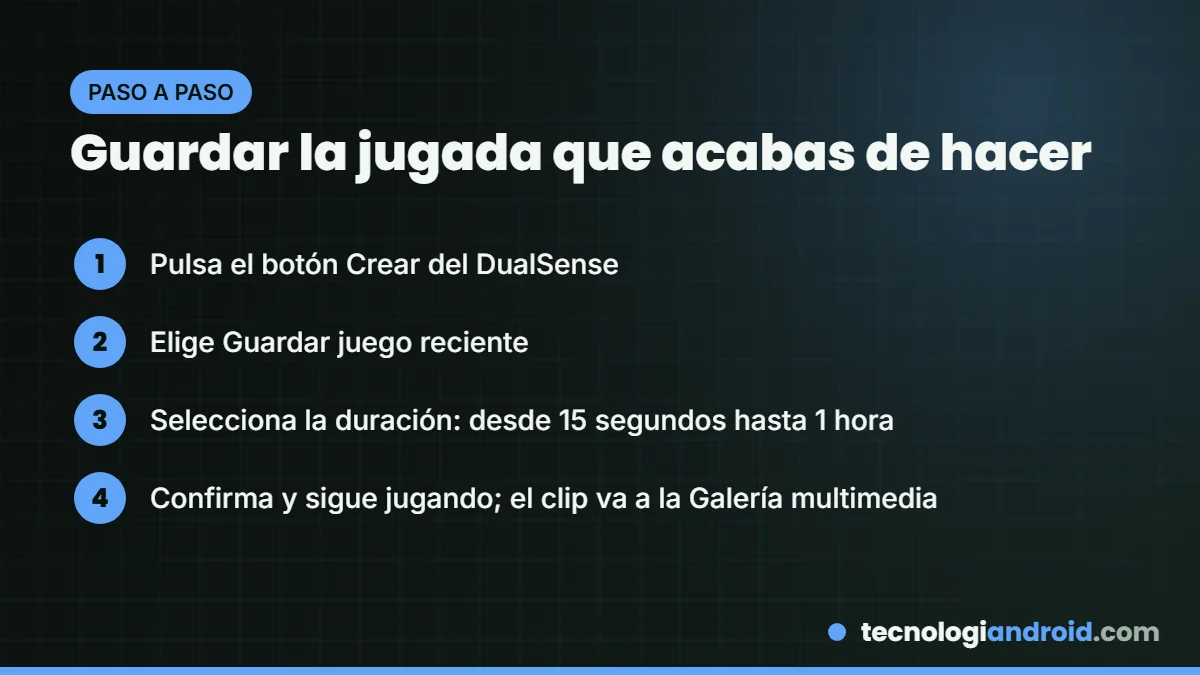 Pasos para guardar el gameplay reciente en PS5