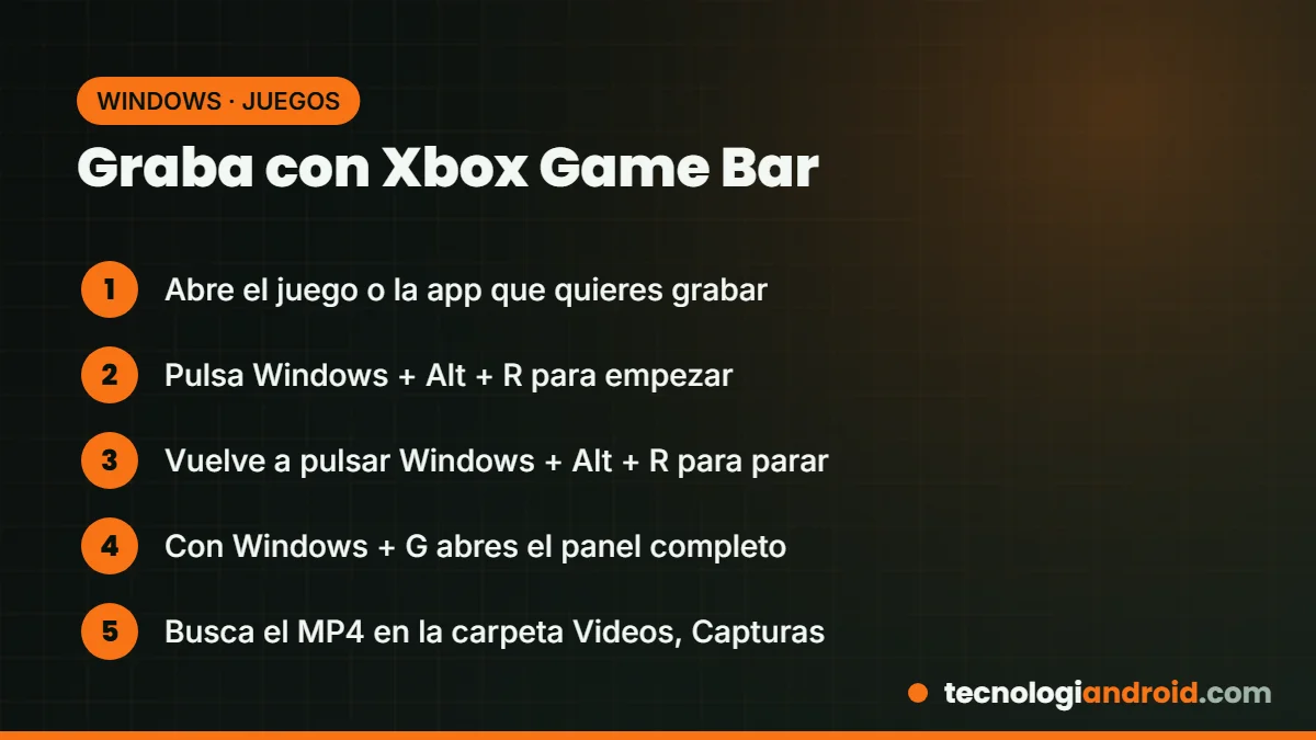 Pasos para grabar con Xbox Game Bar en Windows
