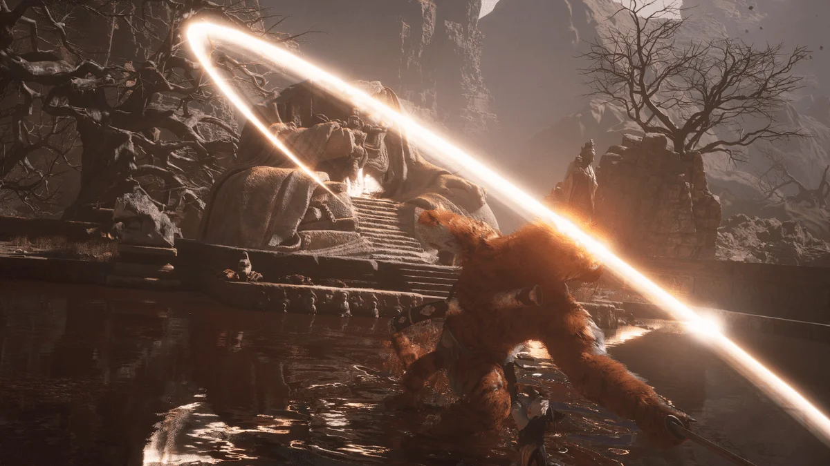 Escena de Black Myth: Wukong con trazado de rayos completo
