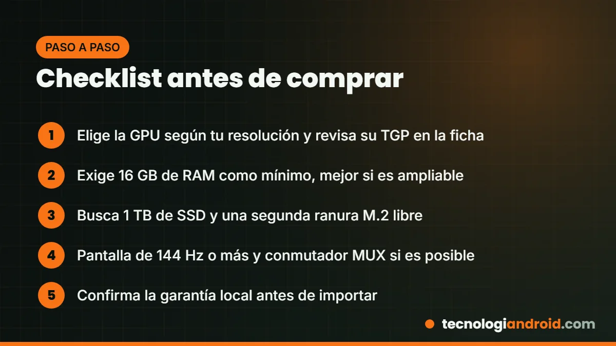 Checklist para comprar una laptop gamer en 2026