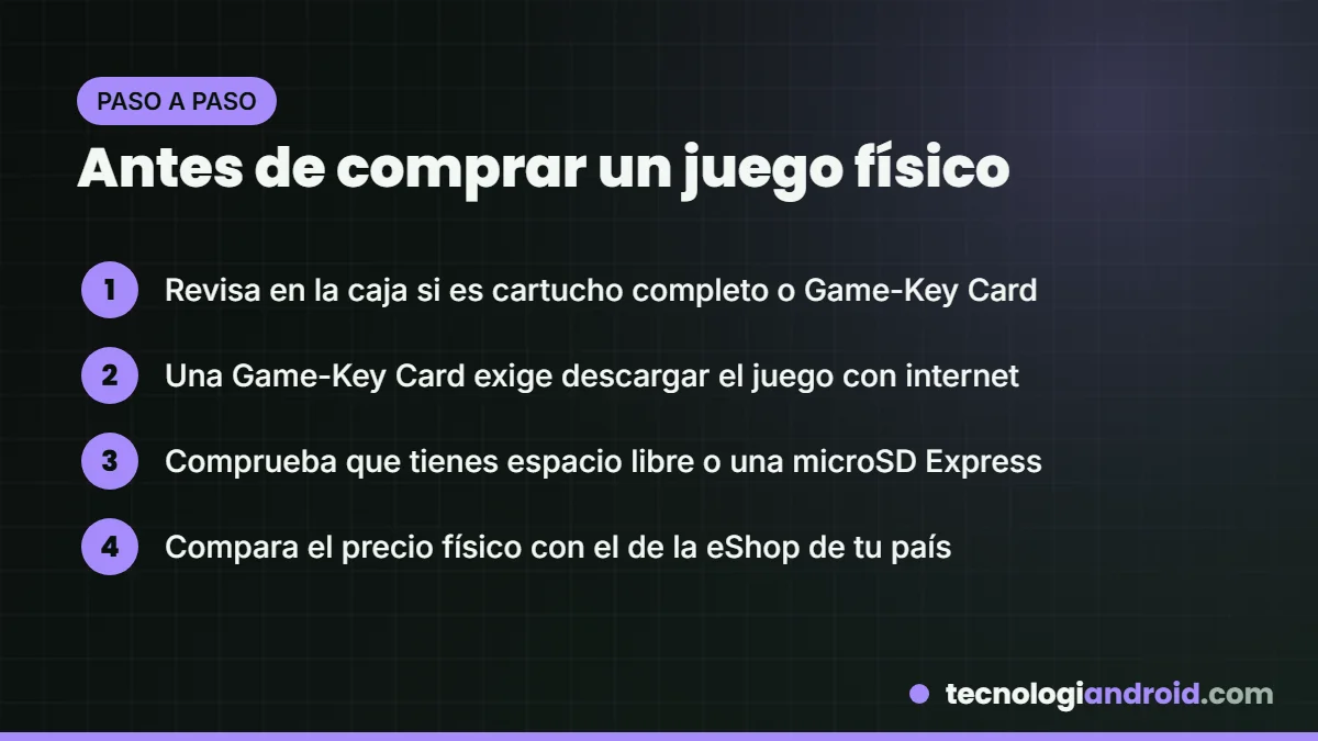 Qué revisar antes de comprar un juego físico de Switch 2