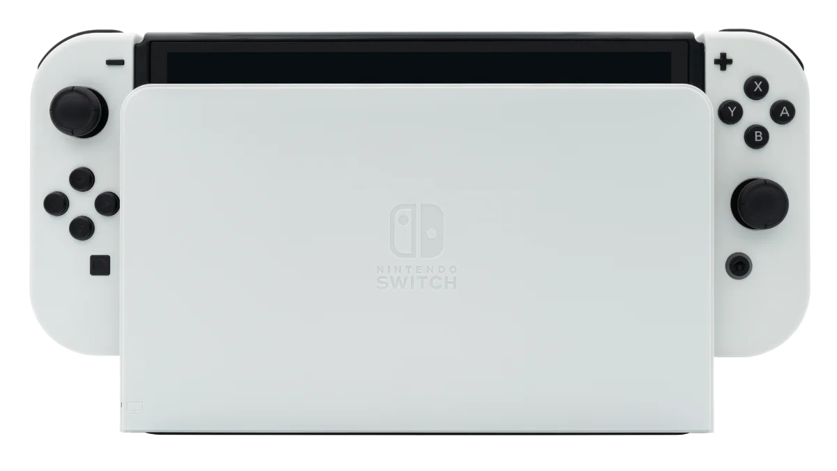 Nintendo Switch OLED en su base