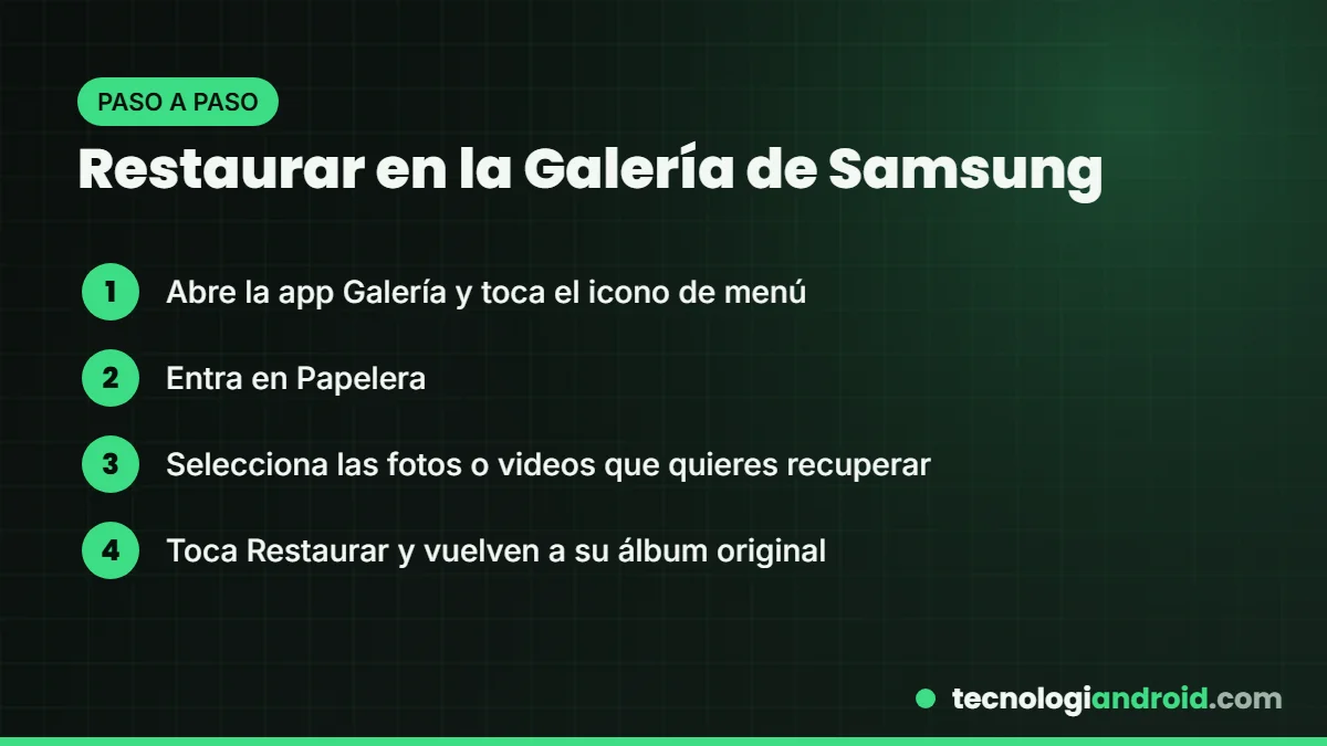 Pasos para recuperar fotos de la papelera de la Galería de Samsung