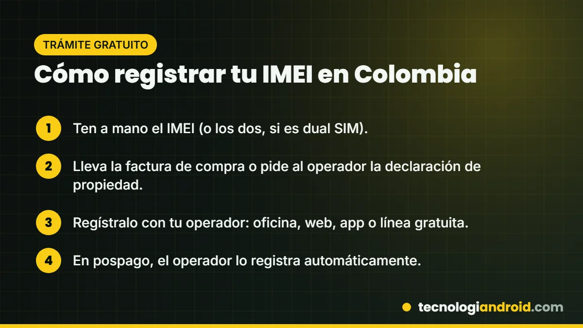 Pasos para registrar el IMEI en Colombia