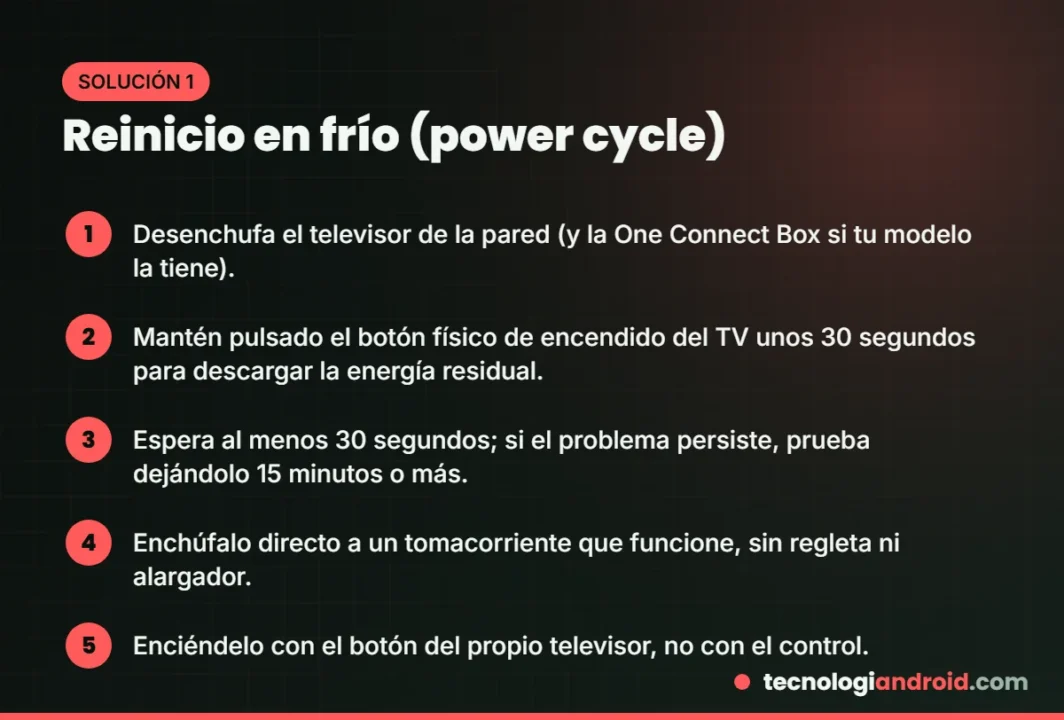Pasos para hacer un reinicio en frío a un televisor Samsung