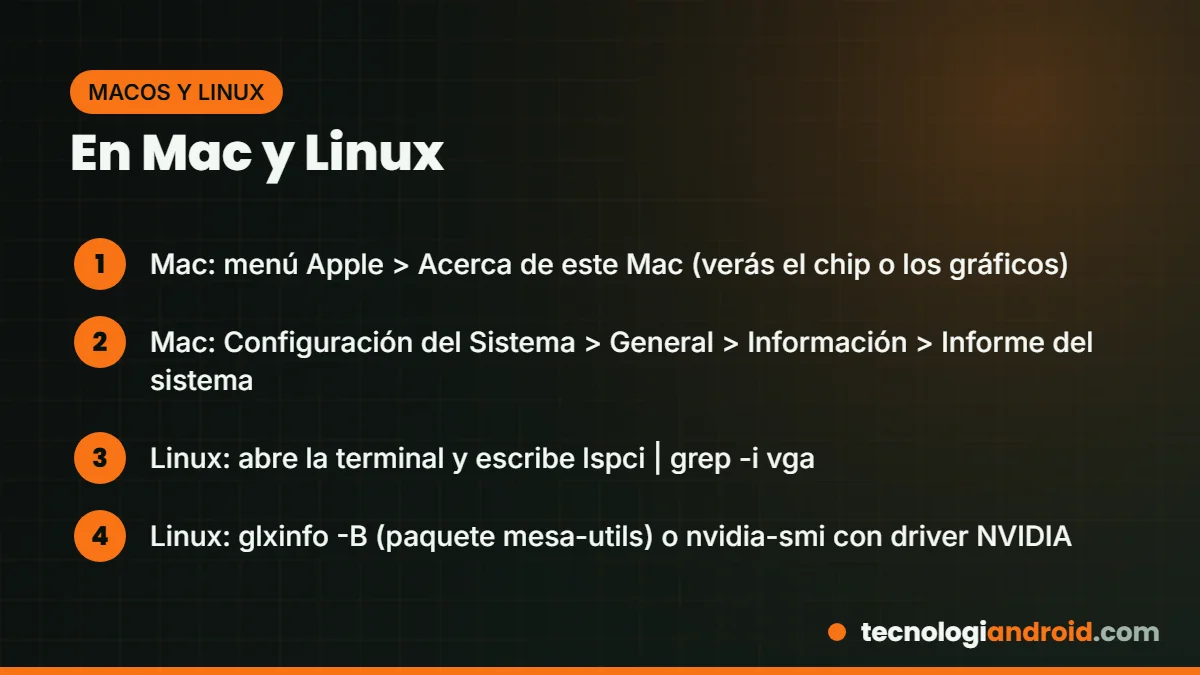 Cómo ver la tarjeta gráfica en Mac y en Linux