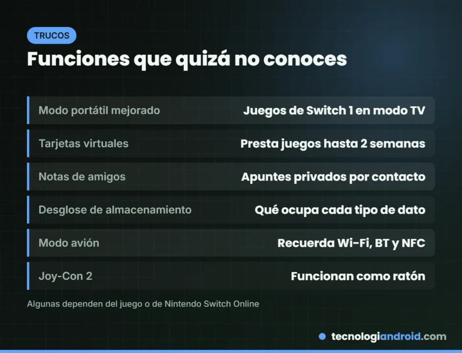 Funciones poco conocidas de Nintendo Switch 2