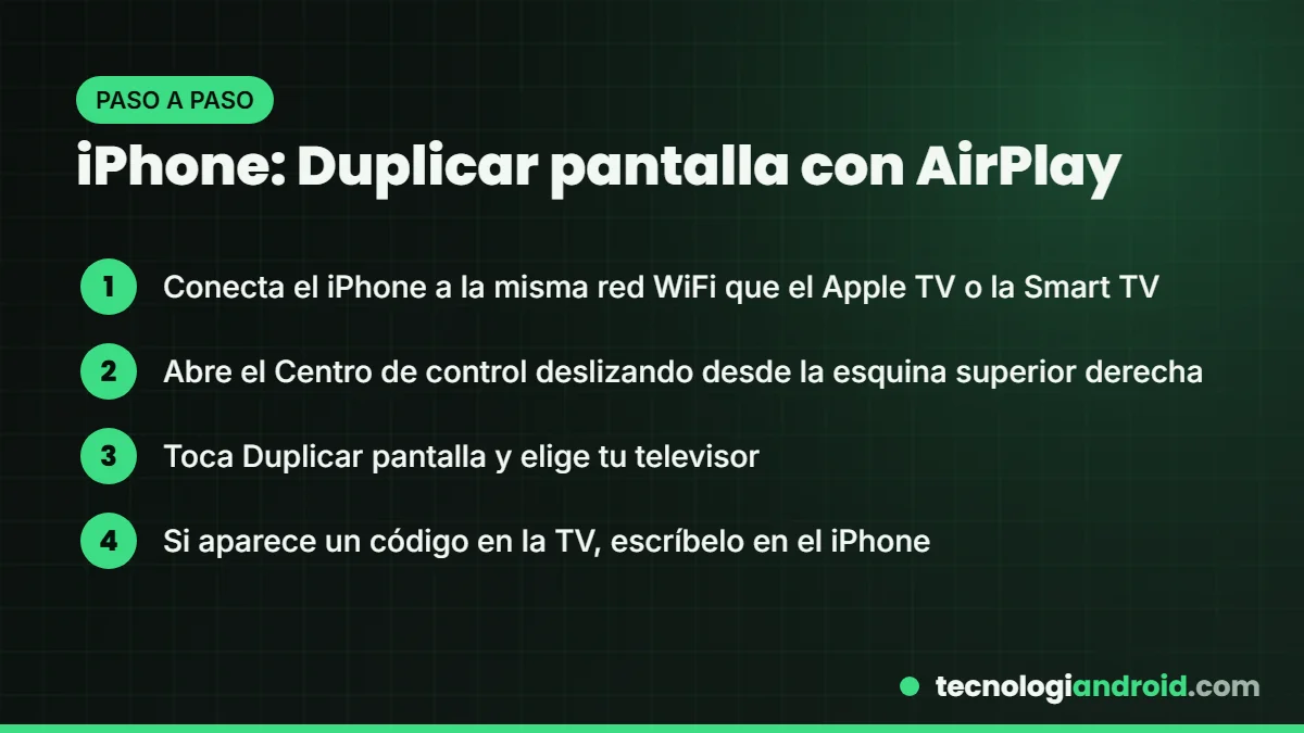 Pasos para duplicar la pantalla del iPhone con AirPlay